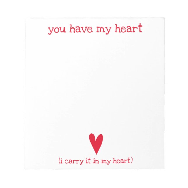 You have my heart | Poem by E.E. Cummings Notepad (Front)