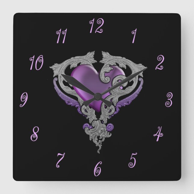 You Have My Heart Purple Square Wall Clock (Front)