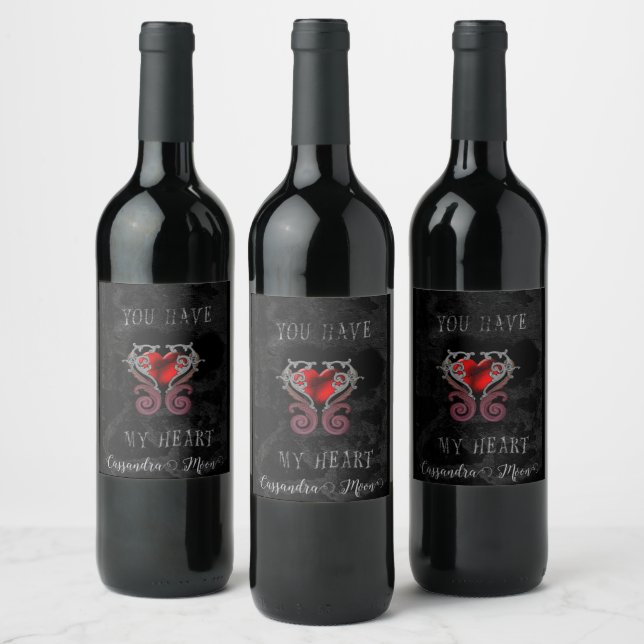 You Have My Heart (Red) Personalized Wine Label (Bottles)