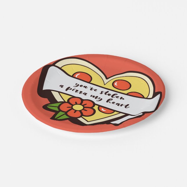 you have stolen my pizza heart paper plates (Angled)