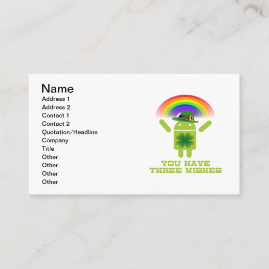 You Have Three Wishes (Android Bugdroid Rainbow) Advice Card