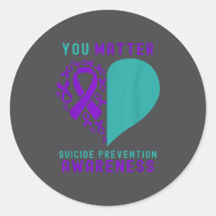 You - Heart &amp; Ribbon Design Suicide Prevention Classic Round Sticker