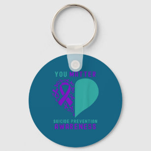 You - Heart &amp; Ribbon Design Suicide Prevention Keychain