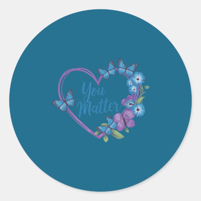 You Heart Suicide Prevention Awareness  Classic Round Sticker (Front)