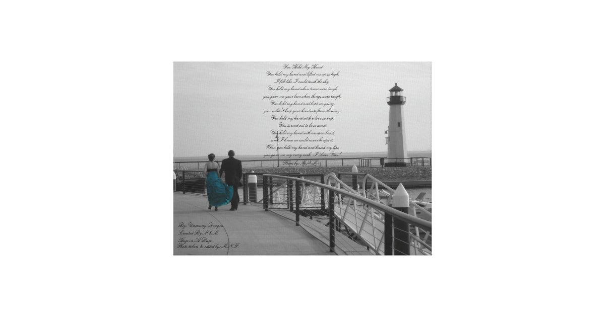 You Held My Hand Poem With Lighthouse Photograph B Canvas Print Zazzle