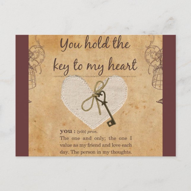 You Hold the Key to My Heart Postcard (Front)
