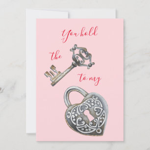You hold the key to my heart red pink Valentine's Holiday Card