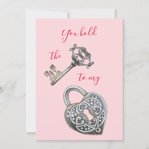 You hold the key to my heart red pink Valentines Holiday Card