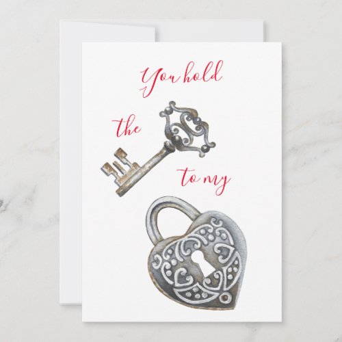 You hold the key to my heart red Valentines Day Holiday Card