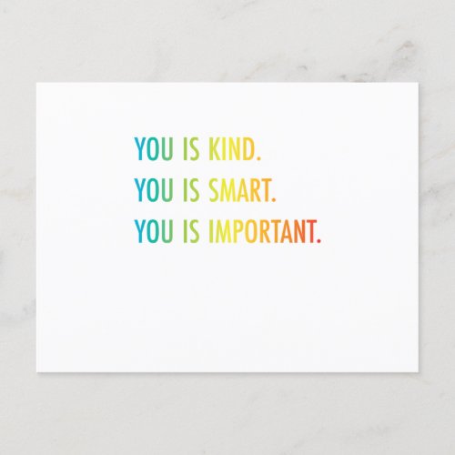 You Is Kind You Is Smart You Is Important Invitation Postcard
