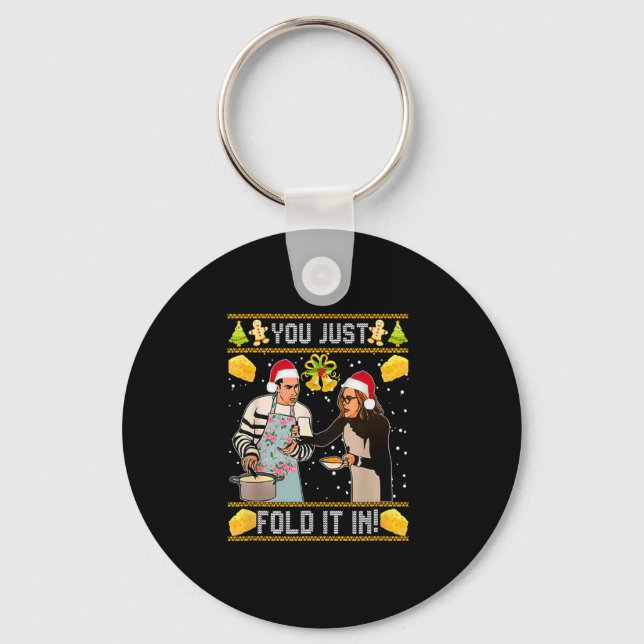 You Just Fold It In Christmas Xmas Pajamas Christm Keychain (Front)