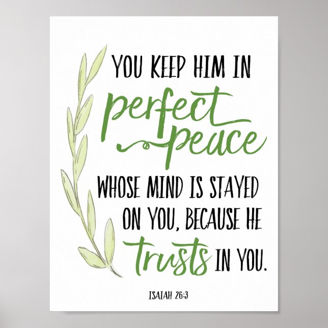 You Keep Him In Perfect Peace Calligraphy Poster (Front)