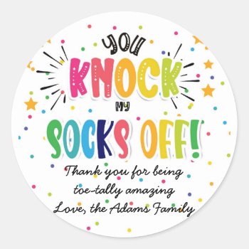 You Knock My Socks Off!  Square Sticker by GenerationIns at Zazzle