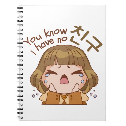 YOU KNOW I HAVE NO 친구 FRIEND CUTE GIRL CRYING NOTEBOOK