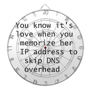 You know it's love when you memorize her IP number Dartboard With Darts