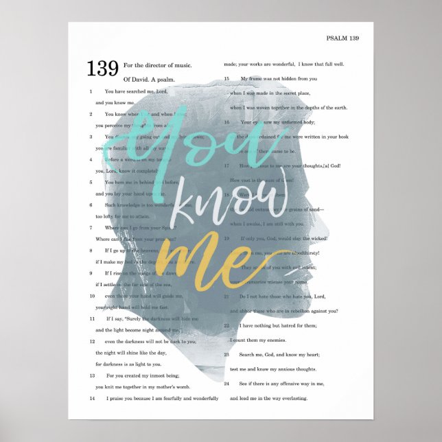 You Know Me, Psalm 139, Male Silhouette Poster (Front)