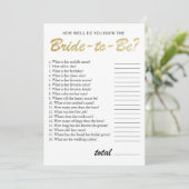 You know the bride bridal shower game gold invitation (Standing Front)