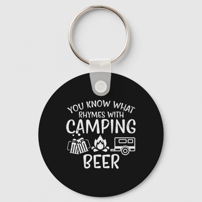 You Know What Rhymes With Camping Funny Camper Dad Keychain (Front)