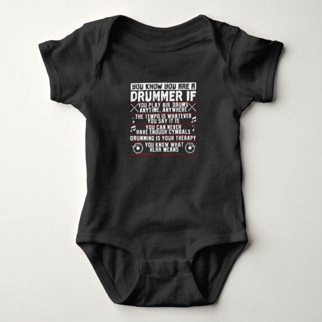 You Know You Are A Drummer If Drummer Musician Baby Bodysuit (Front)