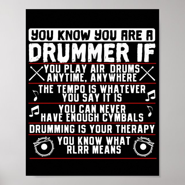 You Know You Are A Drummer If Drummer Musician Poster (Front)
