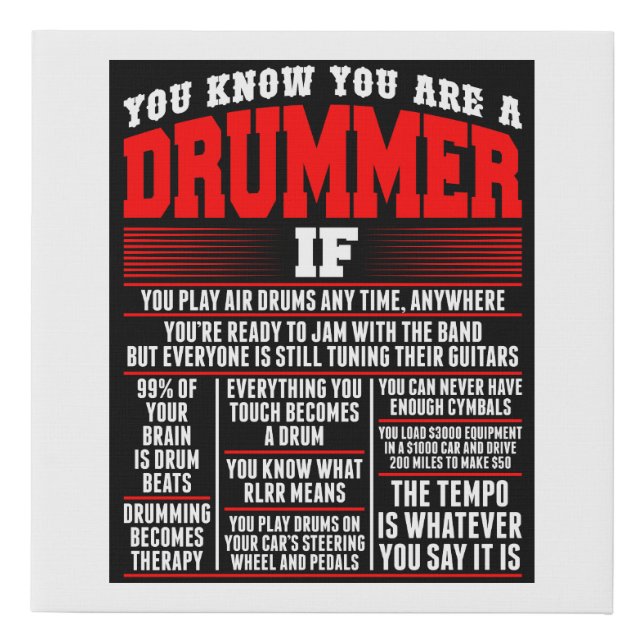 You Know You Are A Drummer If Faux Canvas Print (Front)