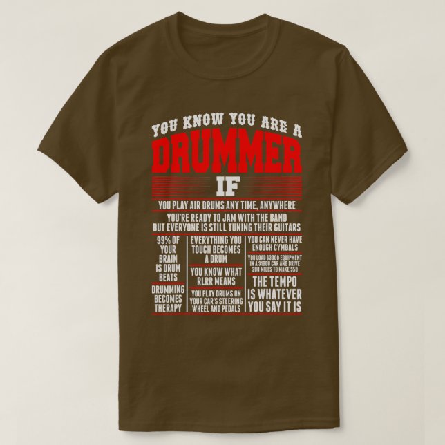 You Know You Are Drummer If You Play Air Drum Anyt T-Shirt (Design Front)