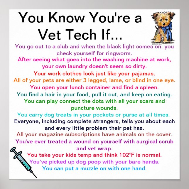 You Know You're a Vet Tech If... Poster (Front)