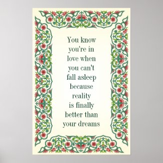 You know you're in love when you can't fall asleep poster