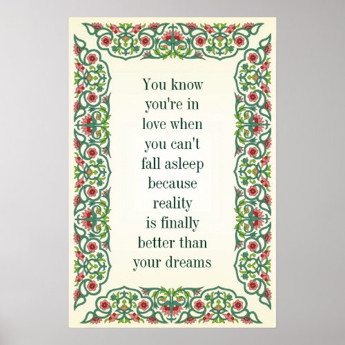 You know youre in love when you cant fall asleep poster