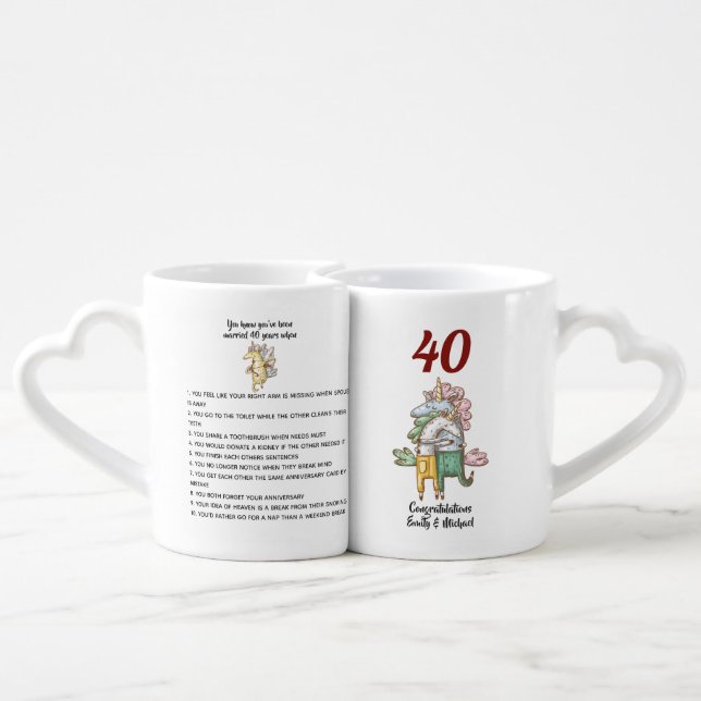 You Know You've Been Married 40yrs When - FUNNY Coffee Mug Set (Back Nesting)