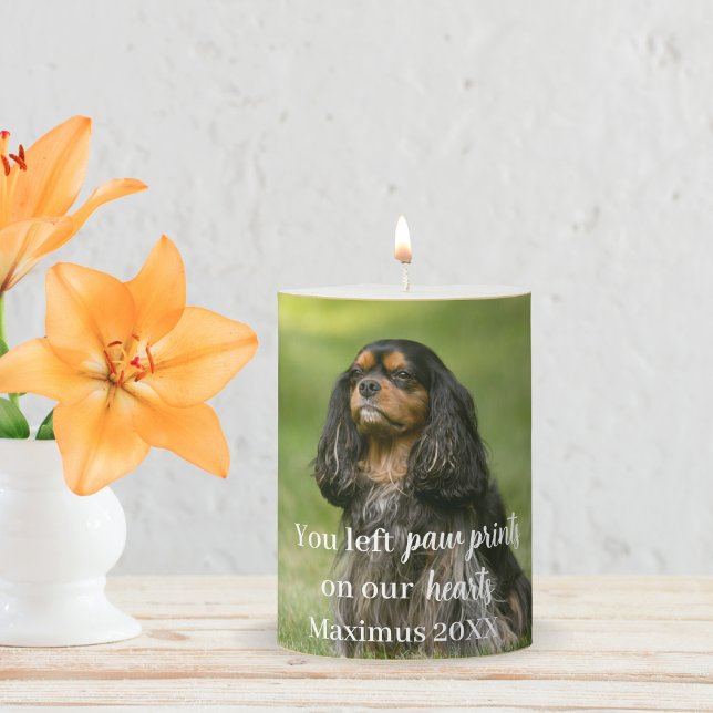 You Left Paw Prints On Our Hearts Pet Keepsake Pillar Candle (Creator Uploaded)