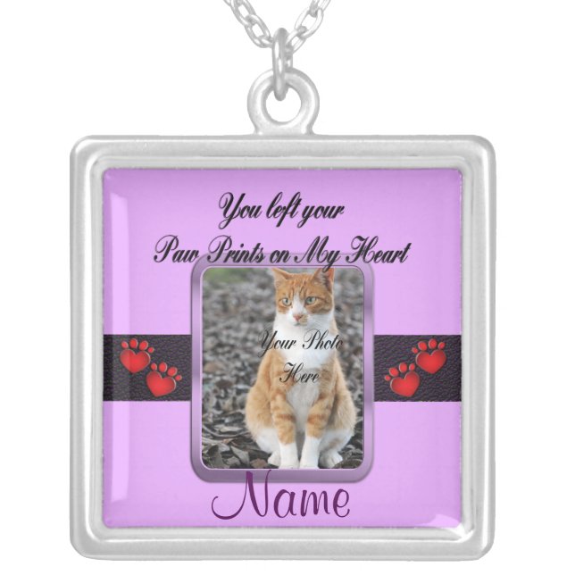 You left your Paw Prints on My Heart Silver Plated Necklace (Front)
