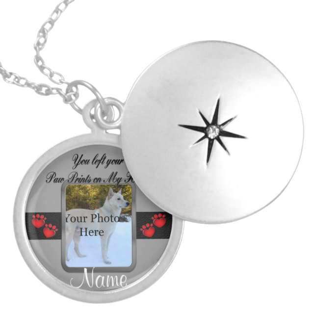 You left your Paw Prints on My Heart Silver Plated Necklace (Front)