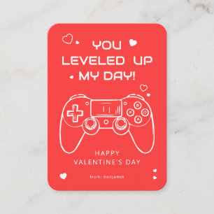 You Leveled Up My Day Gamer Valentine Note Card