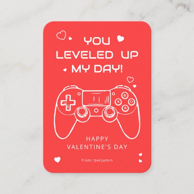 You Leveled Up My Day Gamer Valentine Note Card (Front)