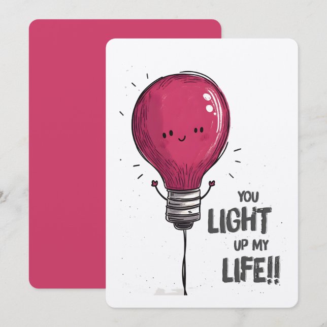 You Light Up My Life! Glowing Positivity Lightbulb Invitation (Front/Back)