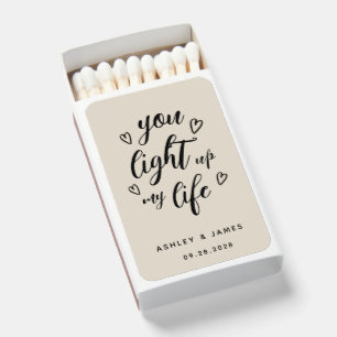 You Light Up my Life Ivory Wedding Matchboxes