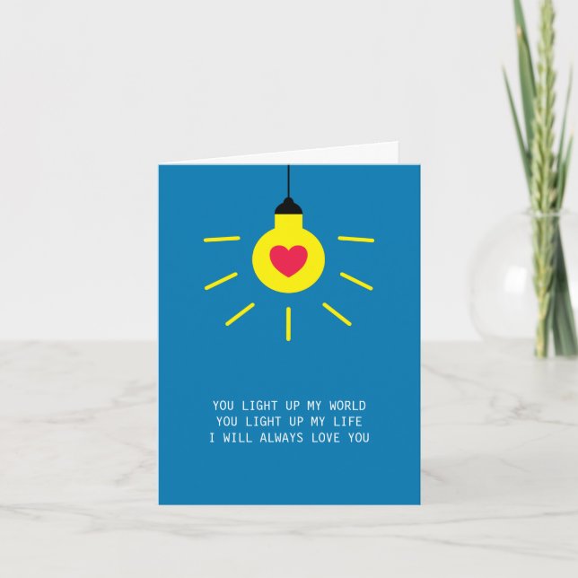 You Light Up My Life My Word Bulb Red Heart Love C Card (Front)