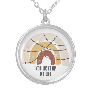 You light up my life retro boho rainbow hearts silver plated necklace