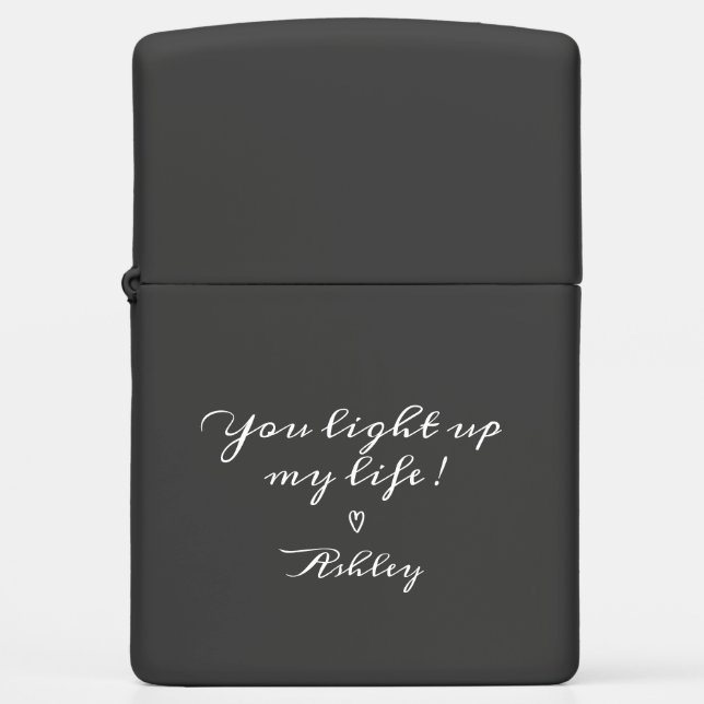 You Light Up my Life Valentine Wedding Keepsake Zippo Lighter (Front)