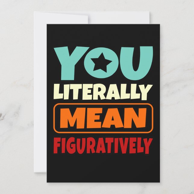 You Literally English Language Teacher Teach Thank You Card (Front)