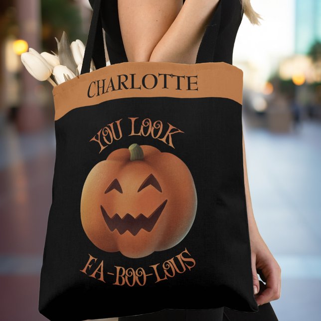 You Look Fa-Boo-Lous Personalized Halloween Tote Bag (You Look Fa-Boo-Lous Personalized Halloween Tote Bag - Just add your name!)