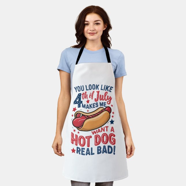You Look Like 4th Of July Makes Me Want A Hot Dog  Apron (Worn)
