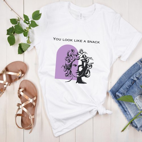 You Look Like Funny Purple Medusa Line Art  T_Shirt