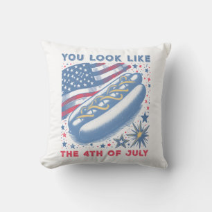 You Look Like The 4th Of July Hot Dog Viral Sloth Throw Pillow
