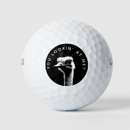 You Lookin at Me Funny Ostrich Photo Golf Balls