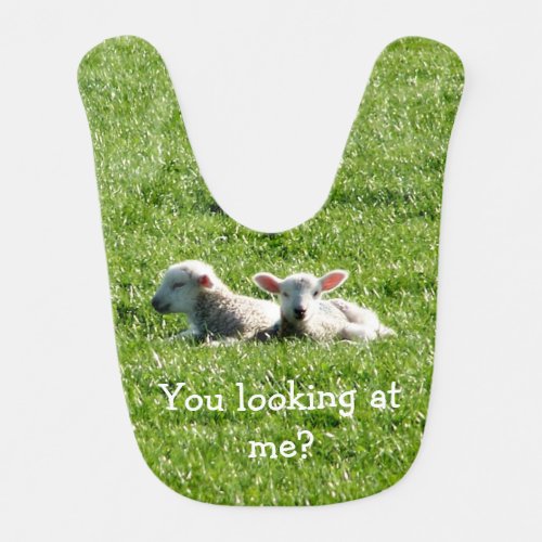 You Looking at Me Cute Lambs Baby Bib