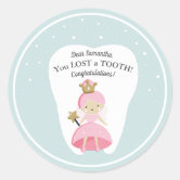 Monogram Tooth Fairy Sticker. Gift Decoration Classic Round Sticker