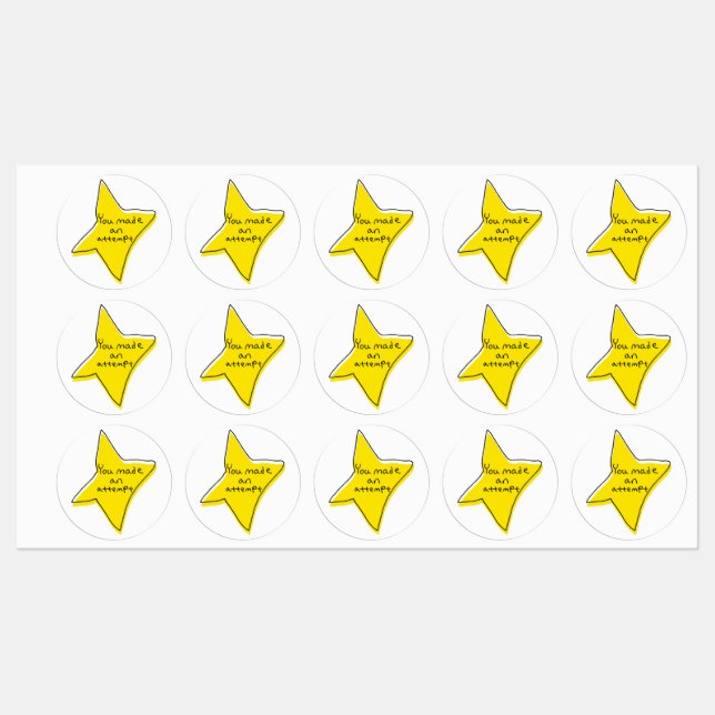 You Made An Attempt - Yellow Star Labels (Sheet)