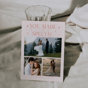 You Made It Special Wedding Photo Peach Thank You Card